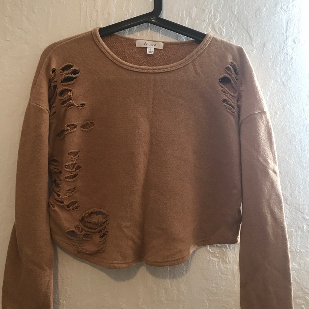 Distressed Cropped Sweater